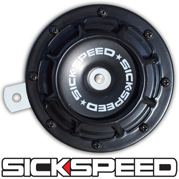 SICKSPEED SINGLE BLACK SUPER LOUD COMPACT ELECTRIC BLAST TONE HORN CAR 12V P1