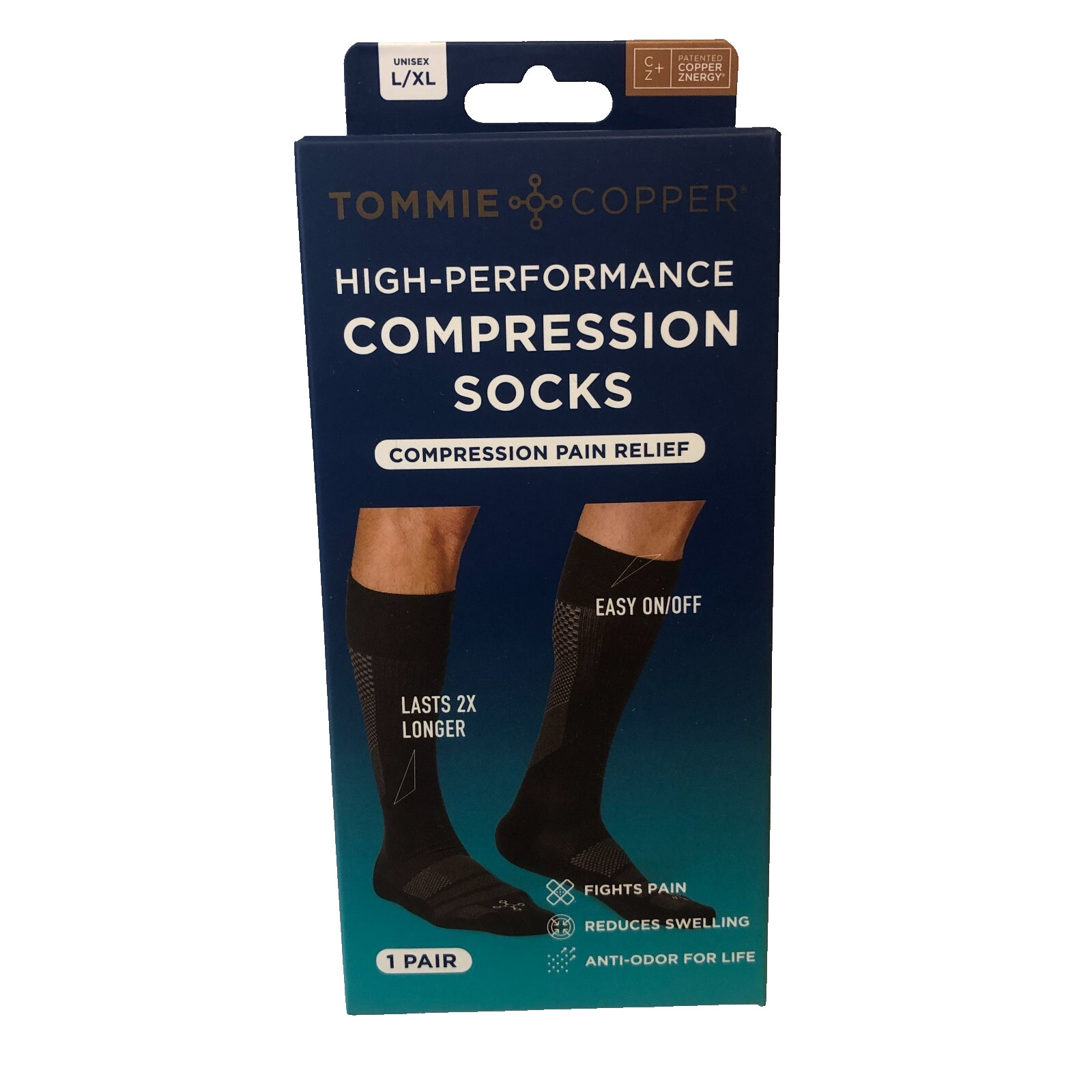 Tommie Copper Black Compression Socks Size L/XL Anti Odor