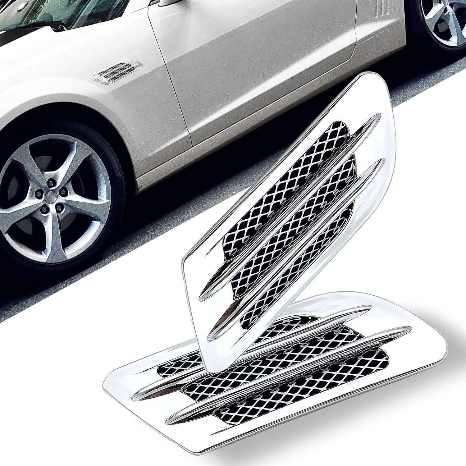 1 Pair Auto SUV Universal Car Side Mesh Vent Air Flow Fender Decoration Sticker