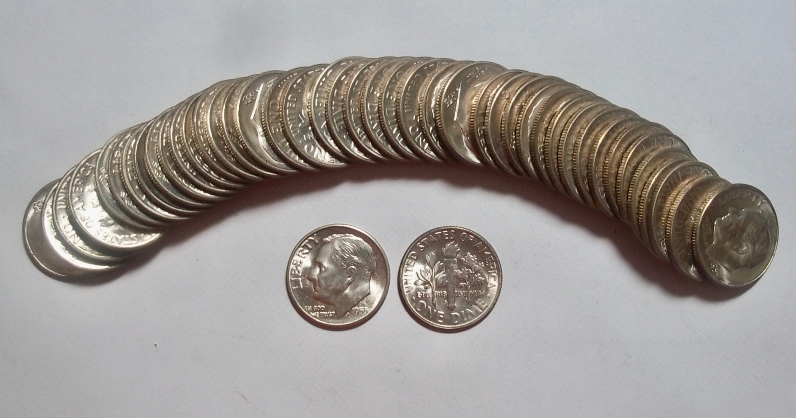 1 - 1955 - S  - ROOSEVELT  DIME - BU - MS -