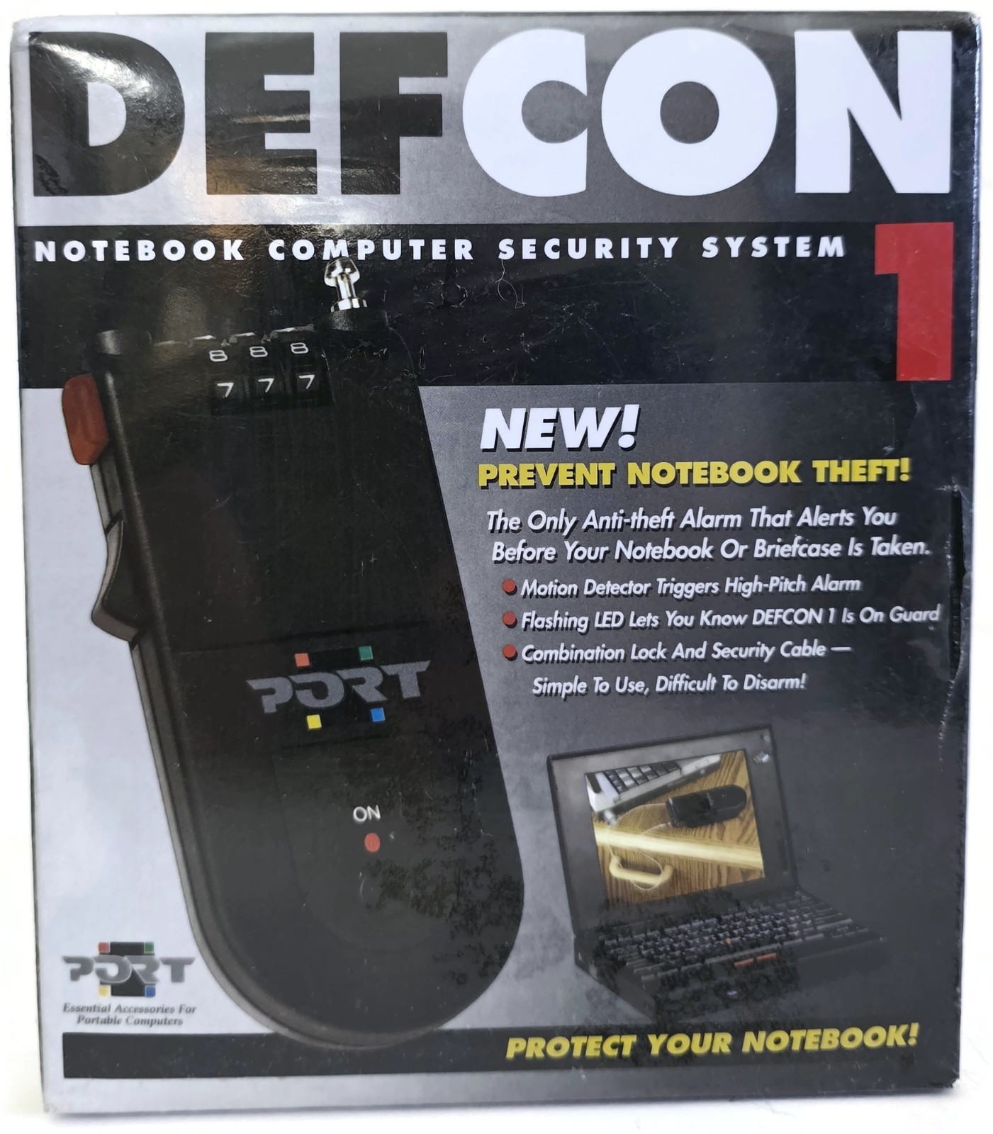 DEFCON 1 NOTEBOOK COMPUTER SECURITY SYSTEM WITH ANTI-THEFT ALARM SEL0400
