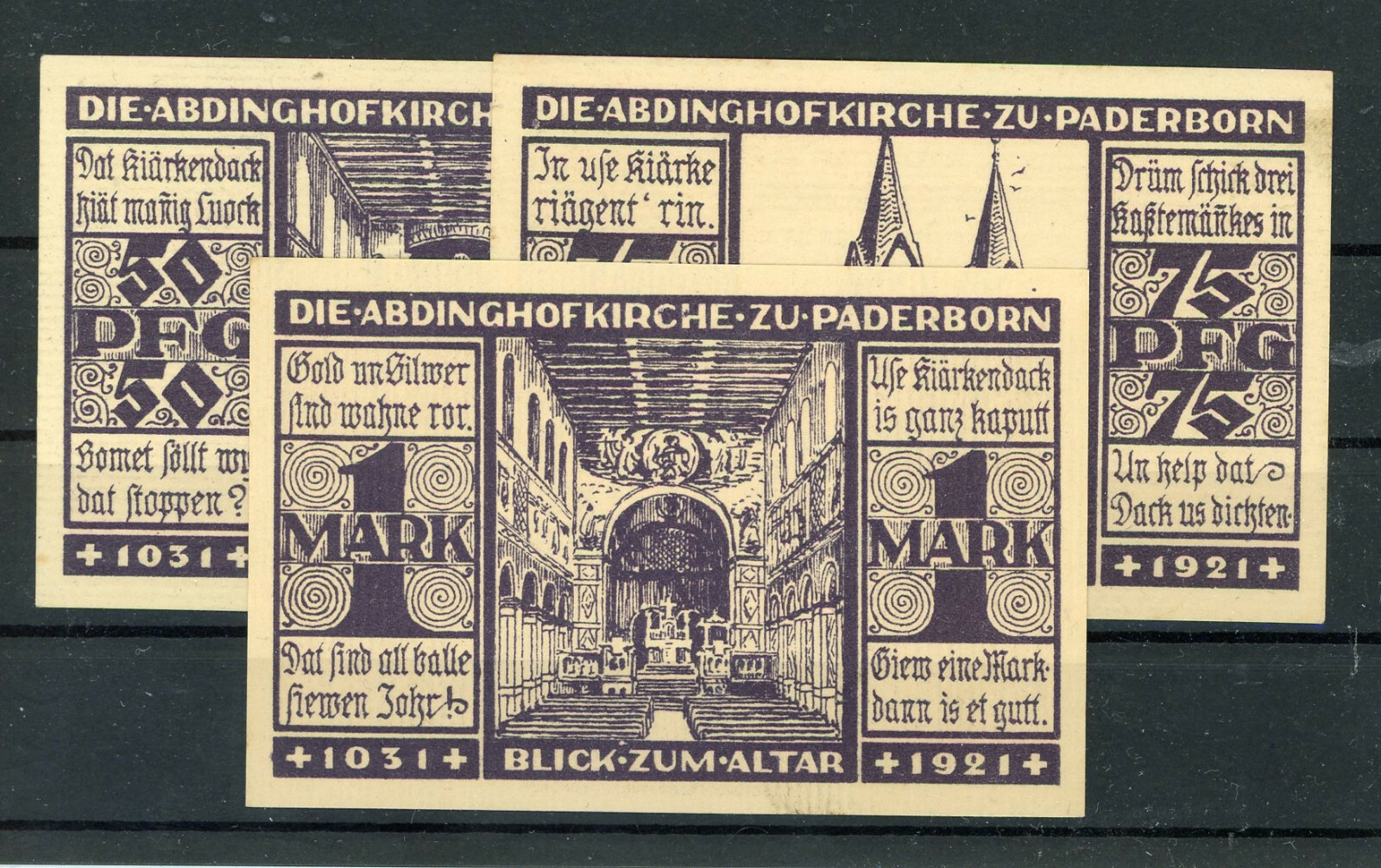 Paderborn 3 Bills Notgeld Banknotes 2/19123