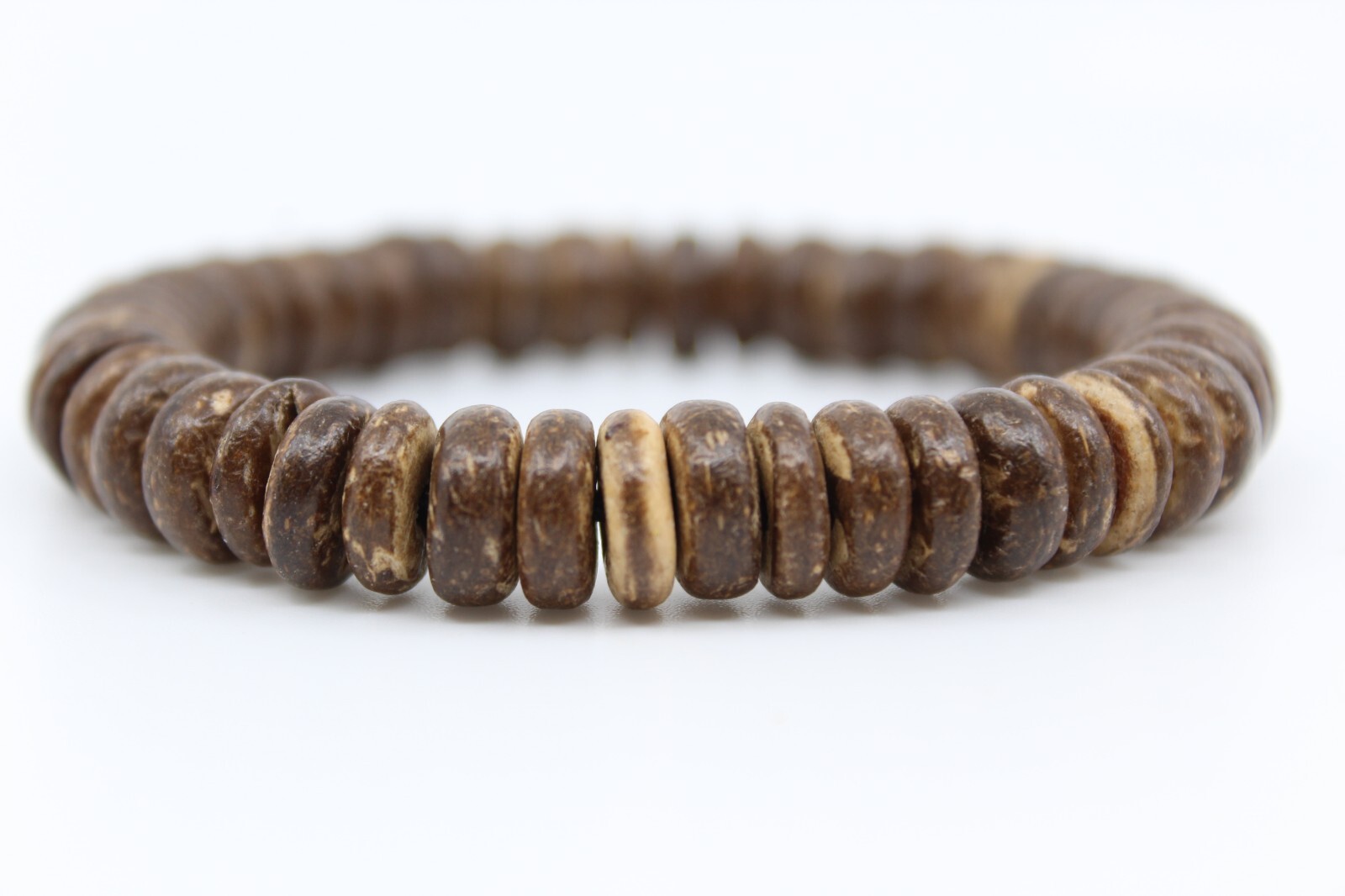 Coconut Shell Bracelet - 7", Dark Brown Coconut Shell (Thick), Hawaiian Surfer