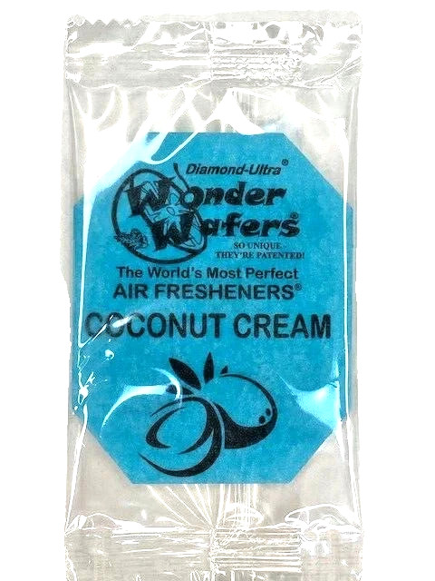 50 pack Wonder Wafers Coconut Cream Individually Wrapped Air Fresheners Detail