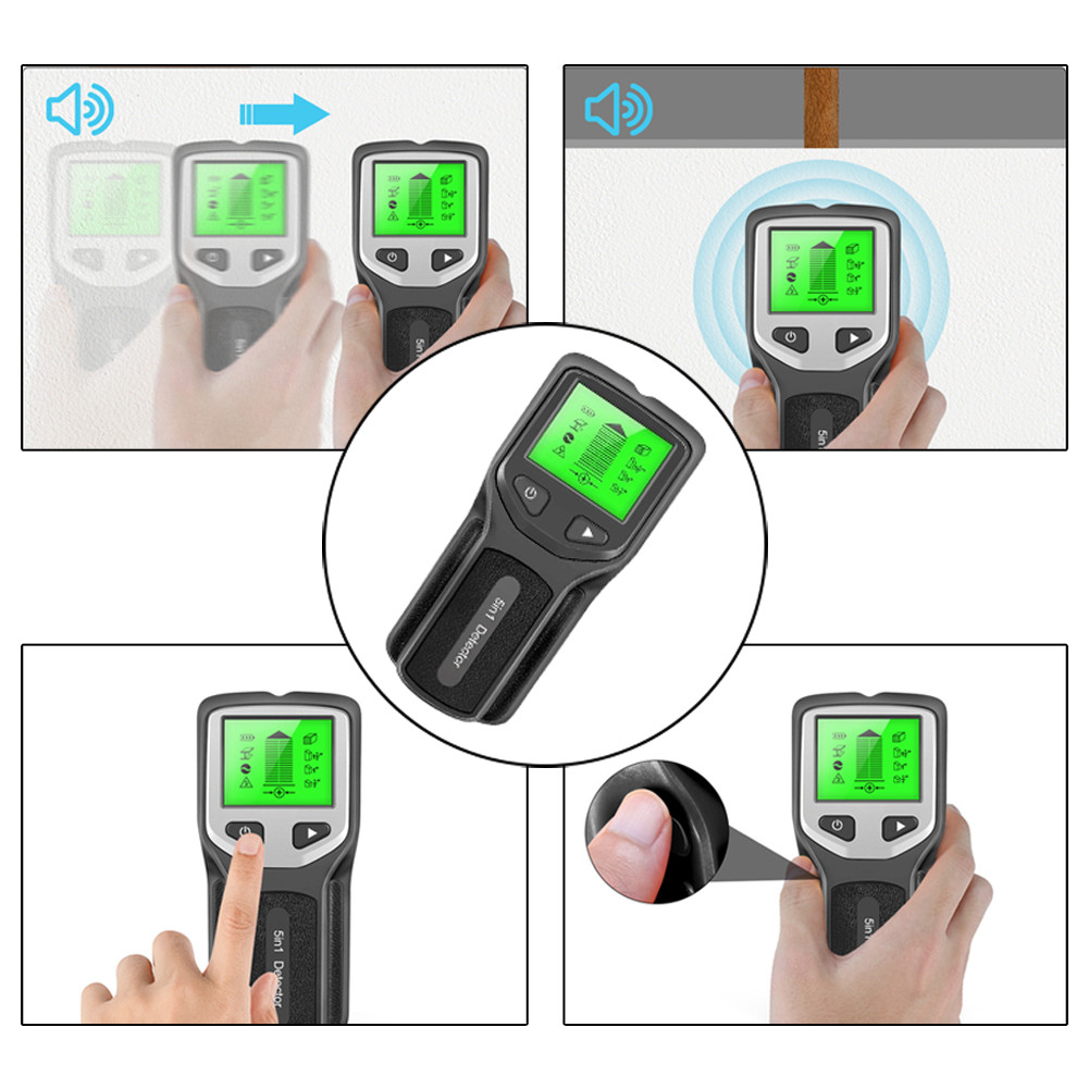 Wall Stud Finder 5 Mode Detector for Wood Metal Pipes AC Wiring Detection