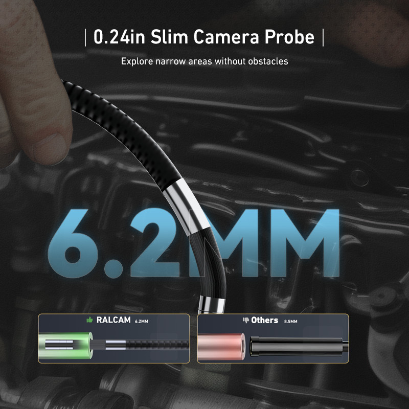 Ralcam 360° Joystick 5" Endoscope Camera with Light Inspection Camera Borescope
