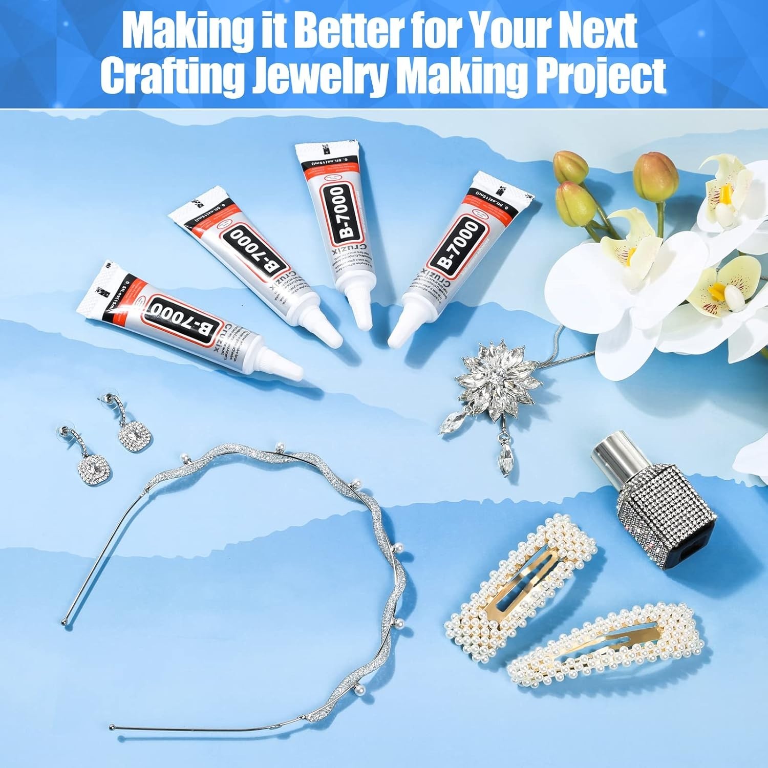 B-7000 Glue Clear 4 Pack – 15ml Jewelry Rhinestone Fabric Phone Repair Adhesive