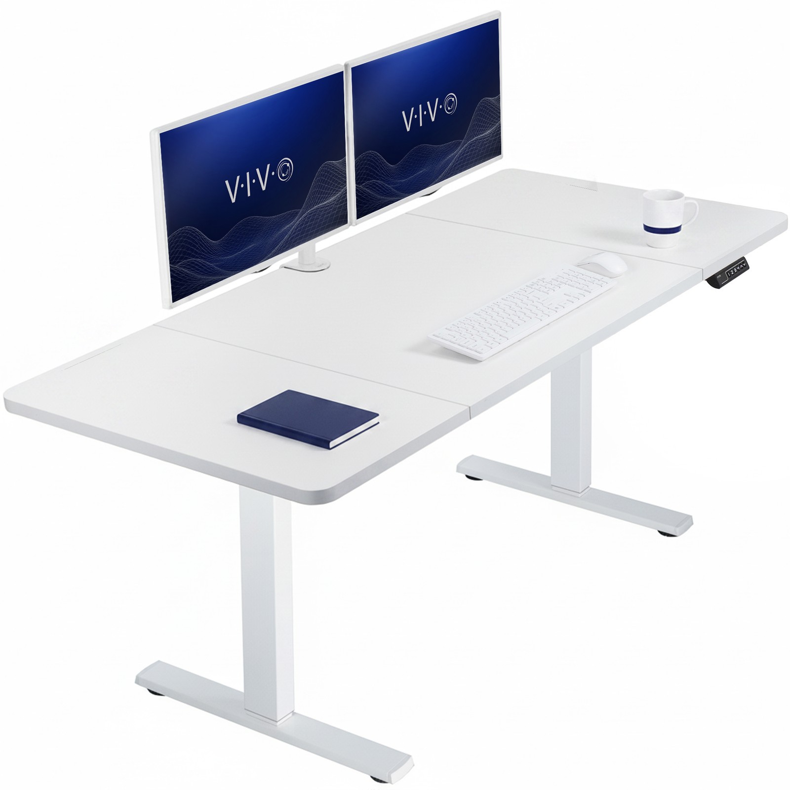 VIVO Electric 60” x 30” Stand Up Desk Workstation, White Table Top, White Frame