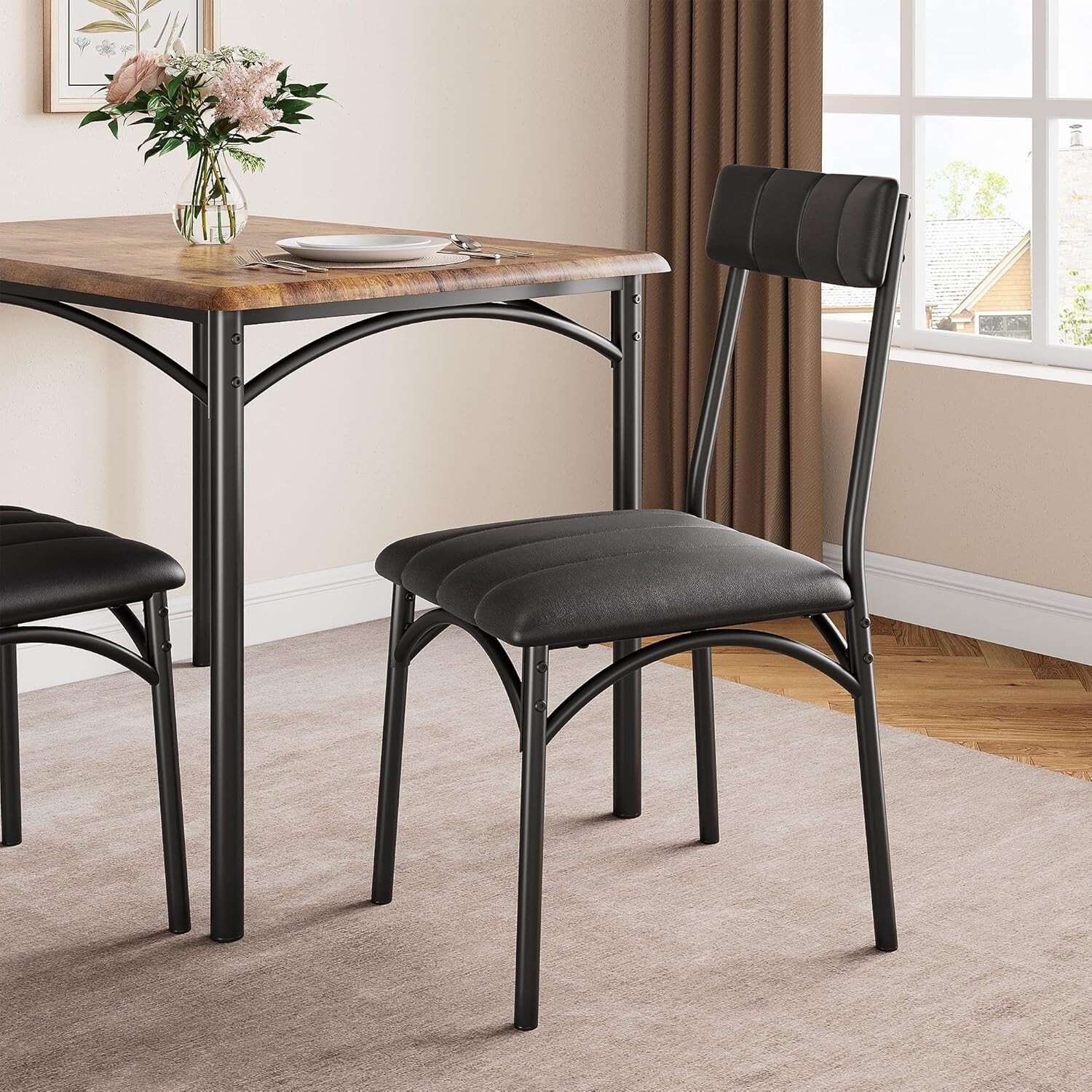 Dining Table Set for 4, Kitchen Table with 4 Upholstered Chairs for Small Space