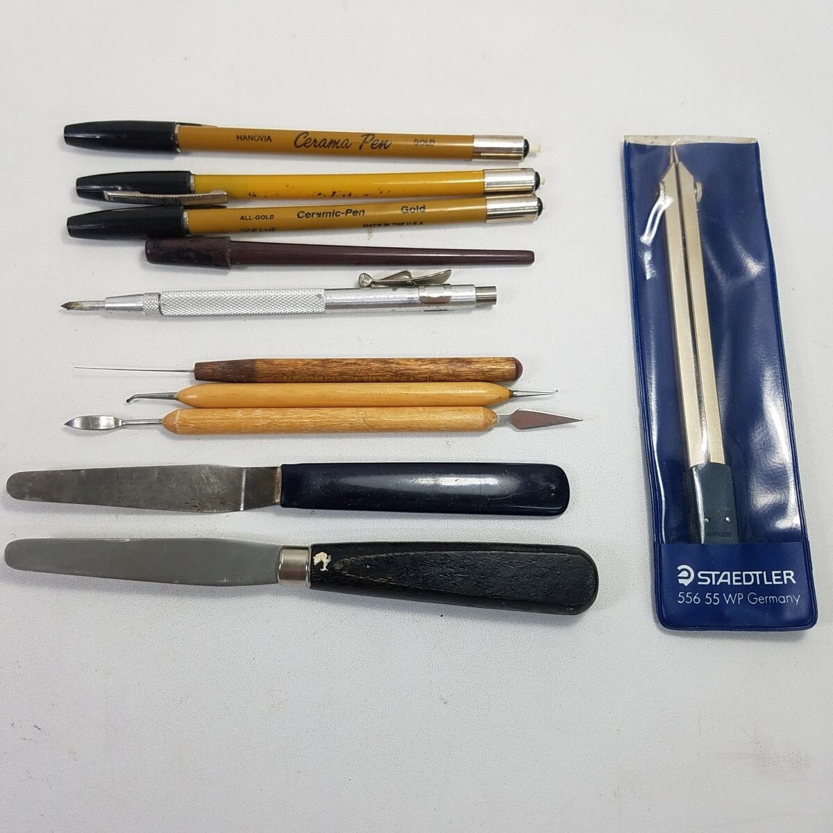 Lot 11 Clay Tools Palette Knife Drafting Compass Stylus Gold Pens Scriber Kemper
