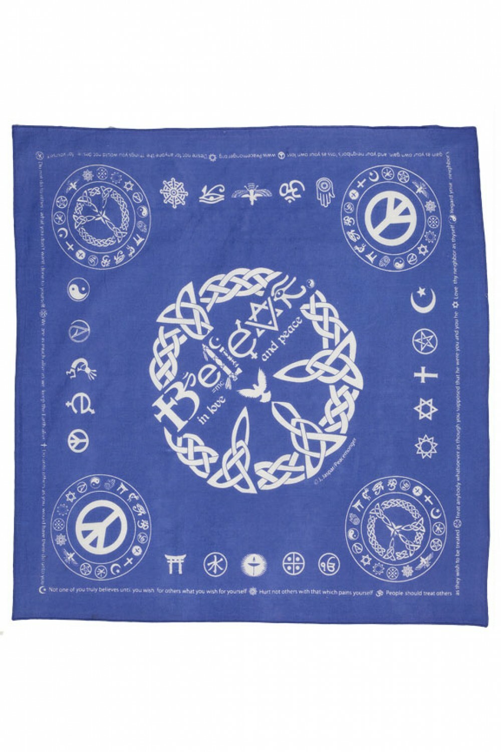 COEXIST -BELIEVE- BANDANA-MASK,HEAD BAND,SCARF 22 X 22-100% COTTON