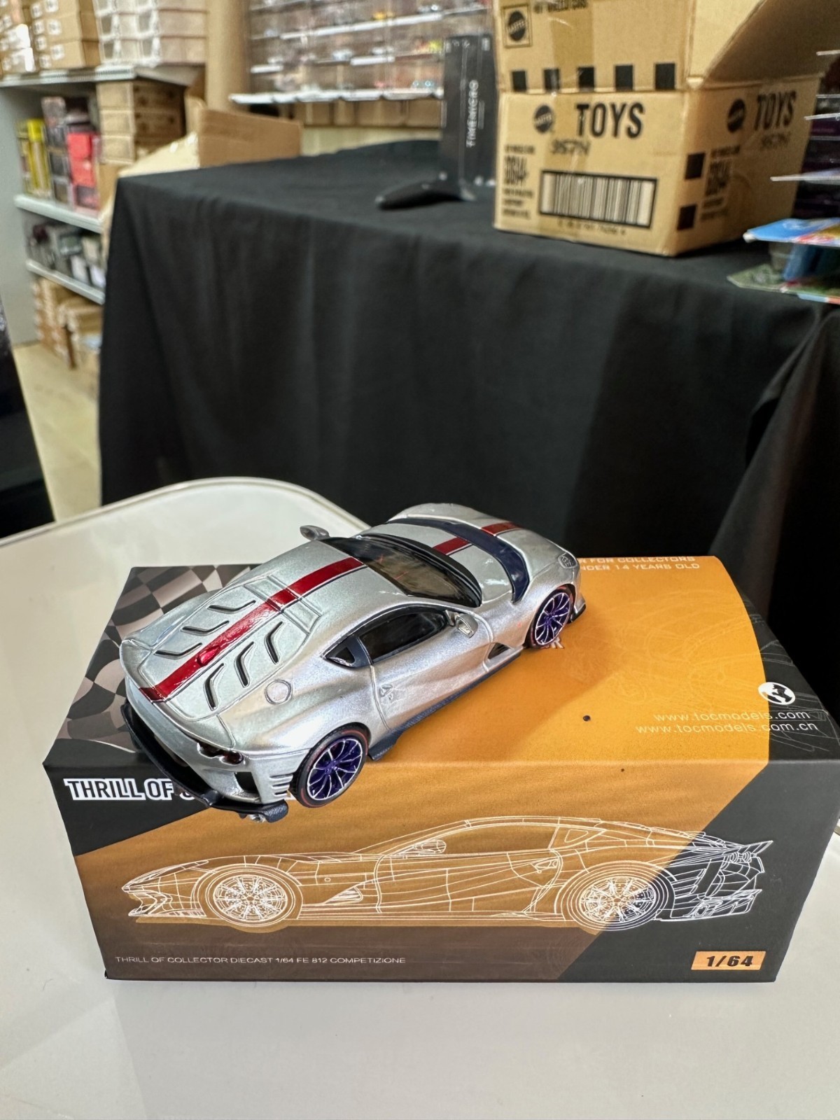 FERRARI 812 COMPETIZIONE SANU SILVER 1/64 DIECAST CAR BY THRILL OF COLLECTOR TOC