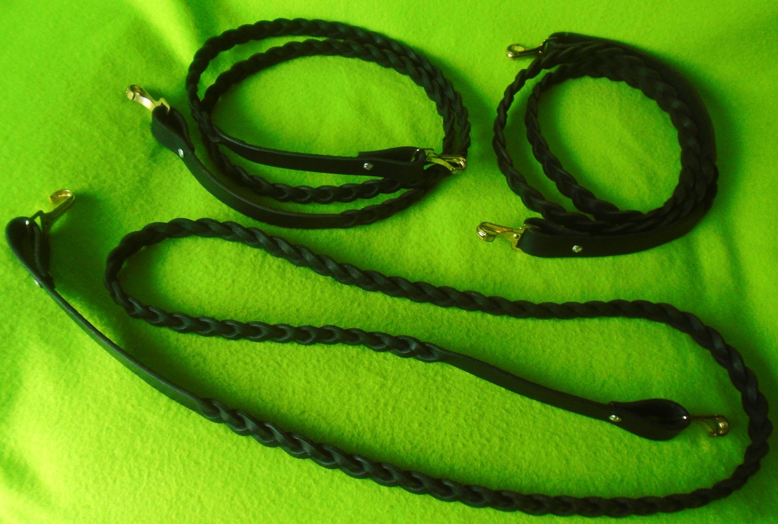 LOT (3) NEW HeavyDuty Braided Harness Leather Roping Trail Ranch Contest REINS