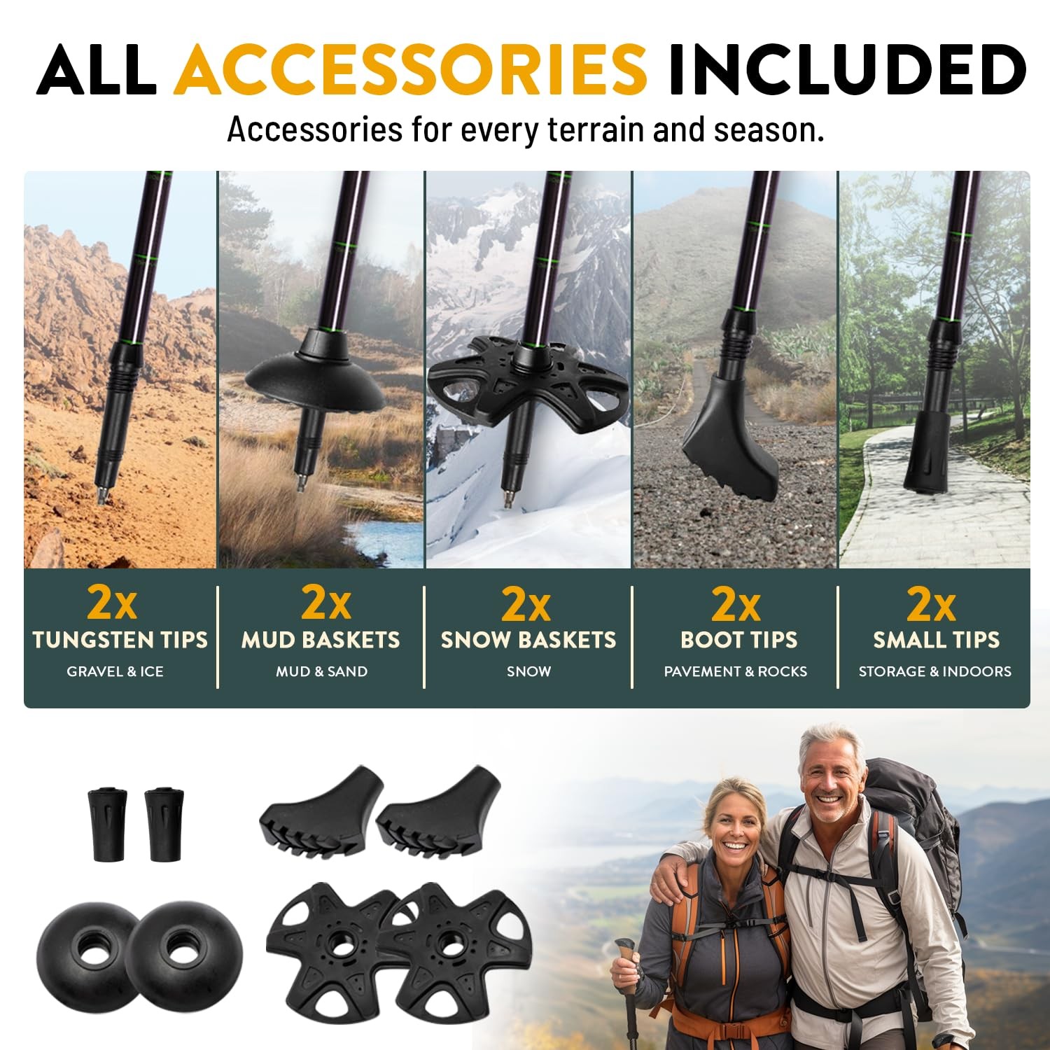 Hiker Hunger Carbon Fiber Trekking Poles Collapsible Walking Sticks