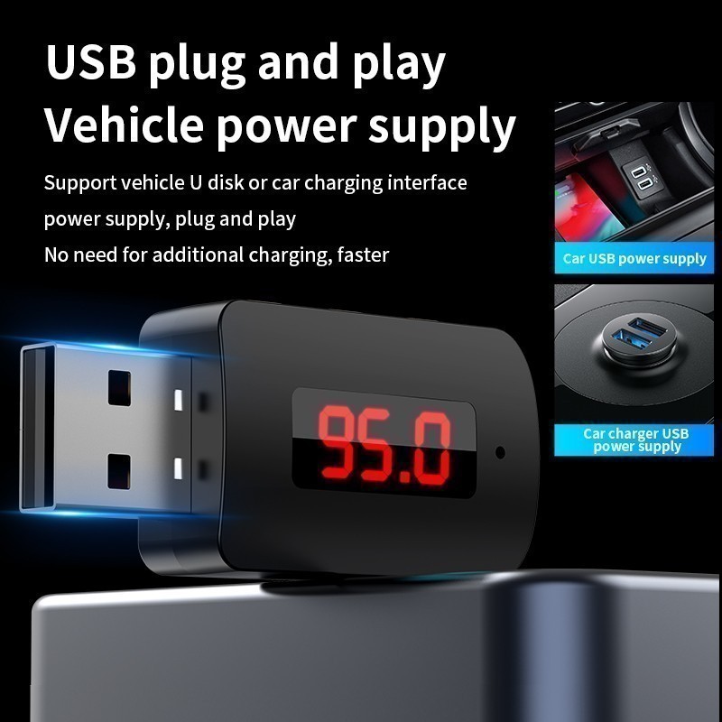 Wireless USB Car Bluetooth 5.3 Audio Receiver FM Transmitter Hands-Free Calling