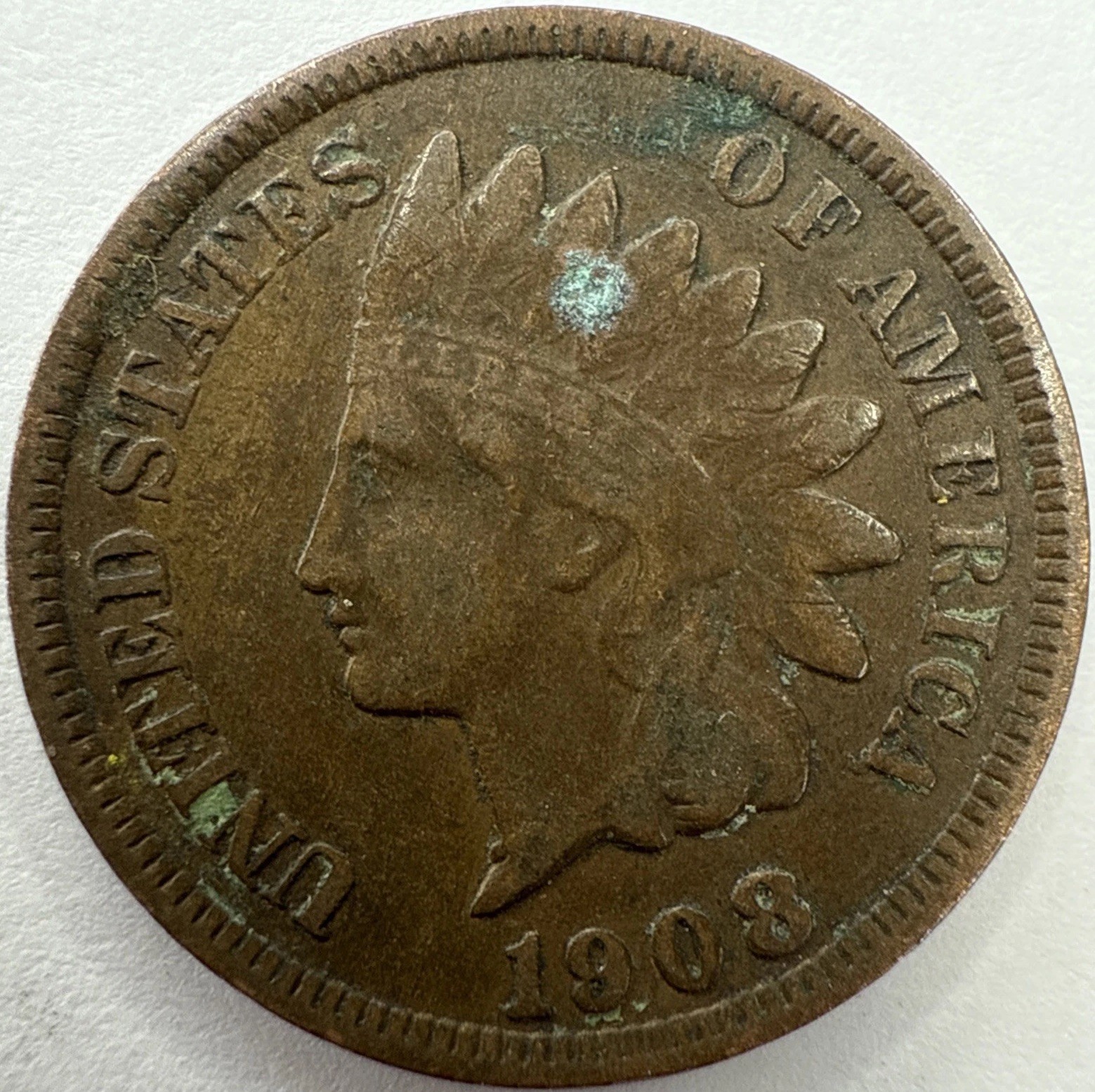 1908 Indian Head Cent Exact Coin Imaged #IND2315