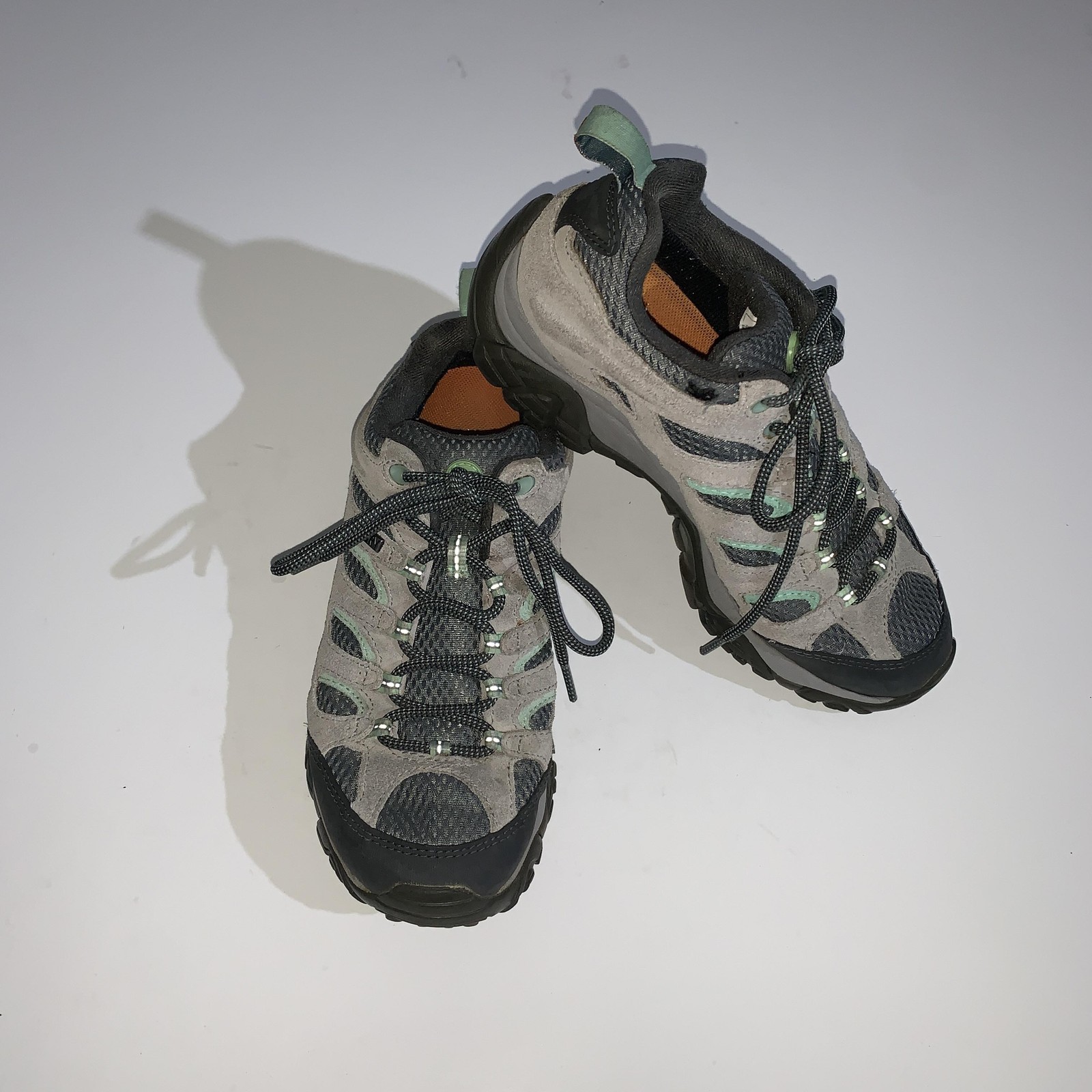 Merrell Shoes Womens Size 7.5 Gray Suede Mesh Hiking Trail Sneakers Outdoor