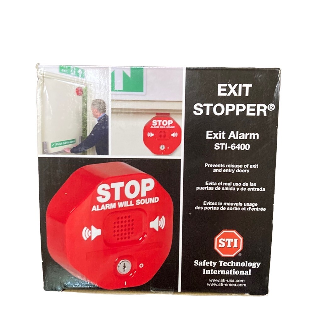 Exit Stopper Door Alarm - Single Door - STI 6400 Red New In Box