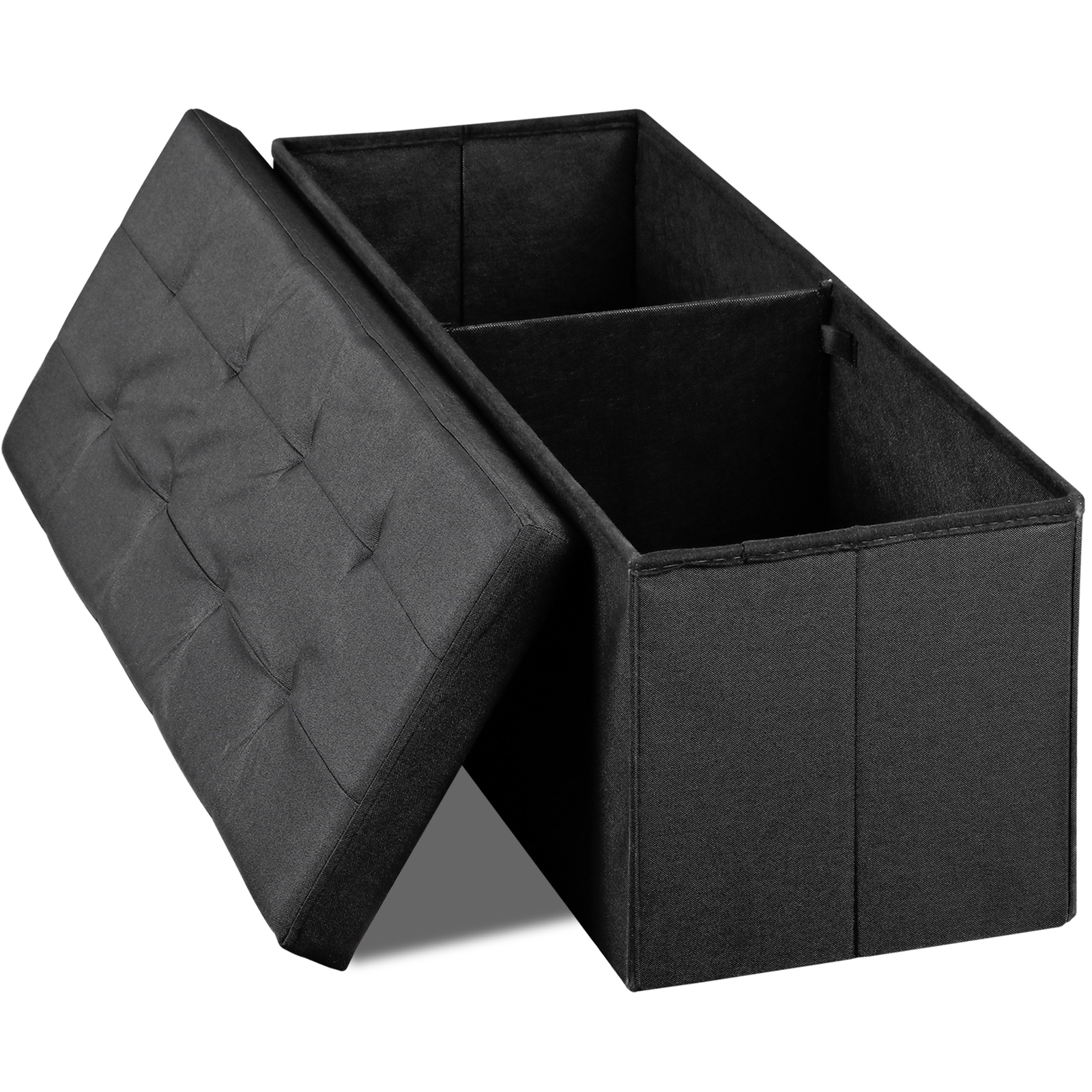 Black Storage Bench Folding Footrest Stool Toy Chest for Living Room 18lbs 43"