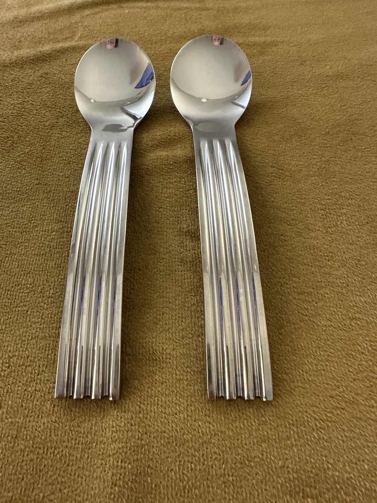 2 Soup Spoons Habitat Vintage 18/8 Japan stainless steel RIDGES  Avant Garde MCM