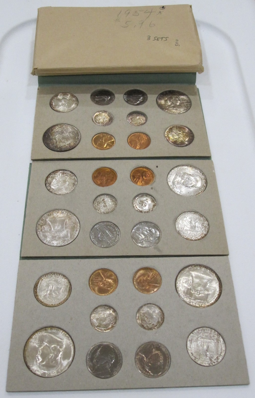 1954 US Mint Set Unc. Orig. Philadelphia Dever San Francisco 30 Coins w Envelope