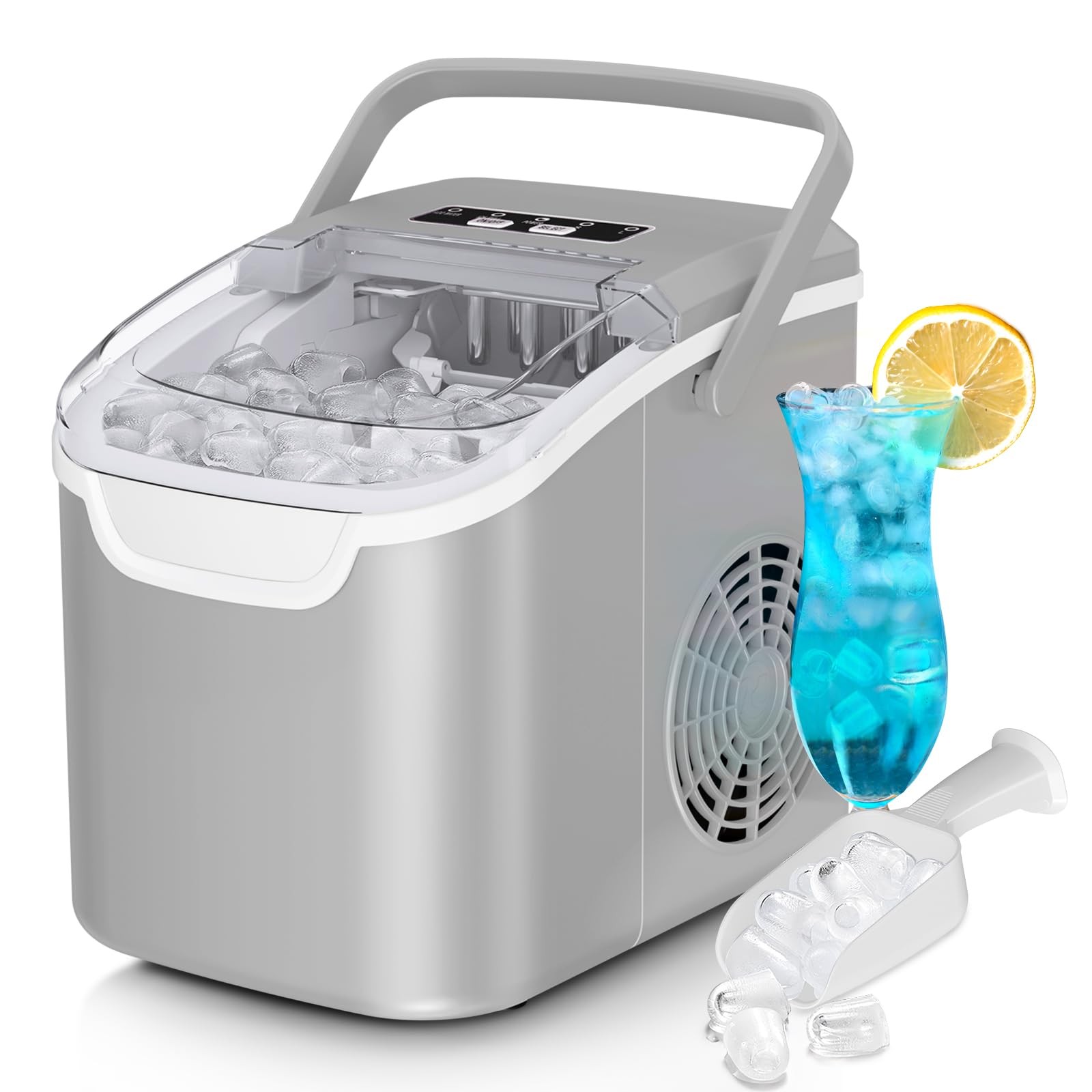 Encimera De Maquina Para Hacer Hielo 26 Libras Electrica En Casa Cubos Portatil