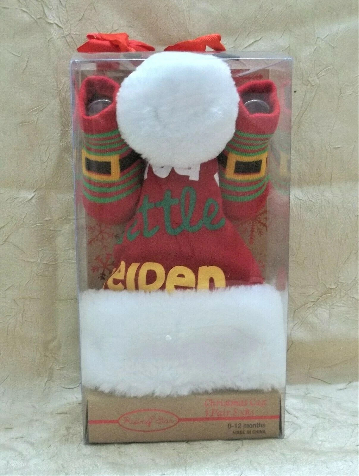 Santa Little Helper Baby Cap & Socks Set Christmas 0-12 Months - SEE DESCRIPTION