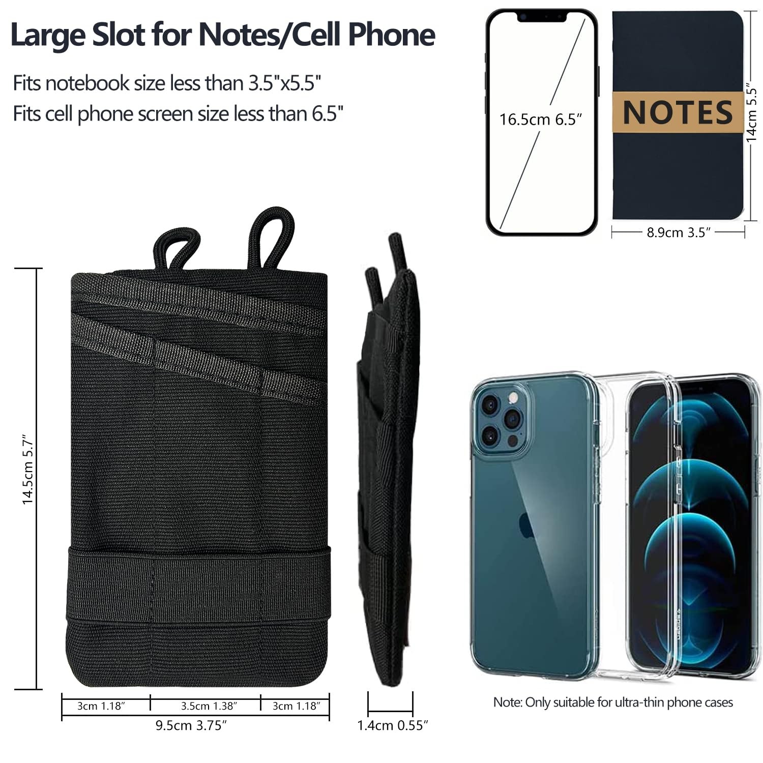 HXOUSE Small EDC Pocket Pouch Mini Pouch, Black Organizer