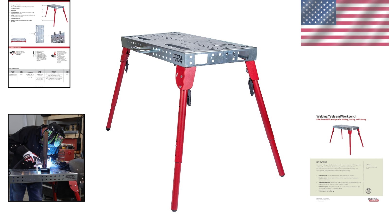 K5334-1 Portable Welding Table: Foldable Workbench 21" x 44" | 500lbs Capacity