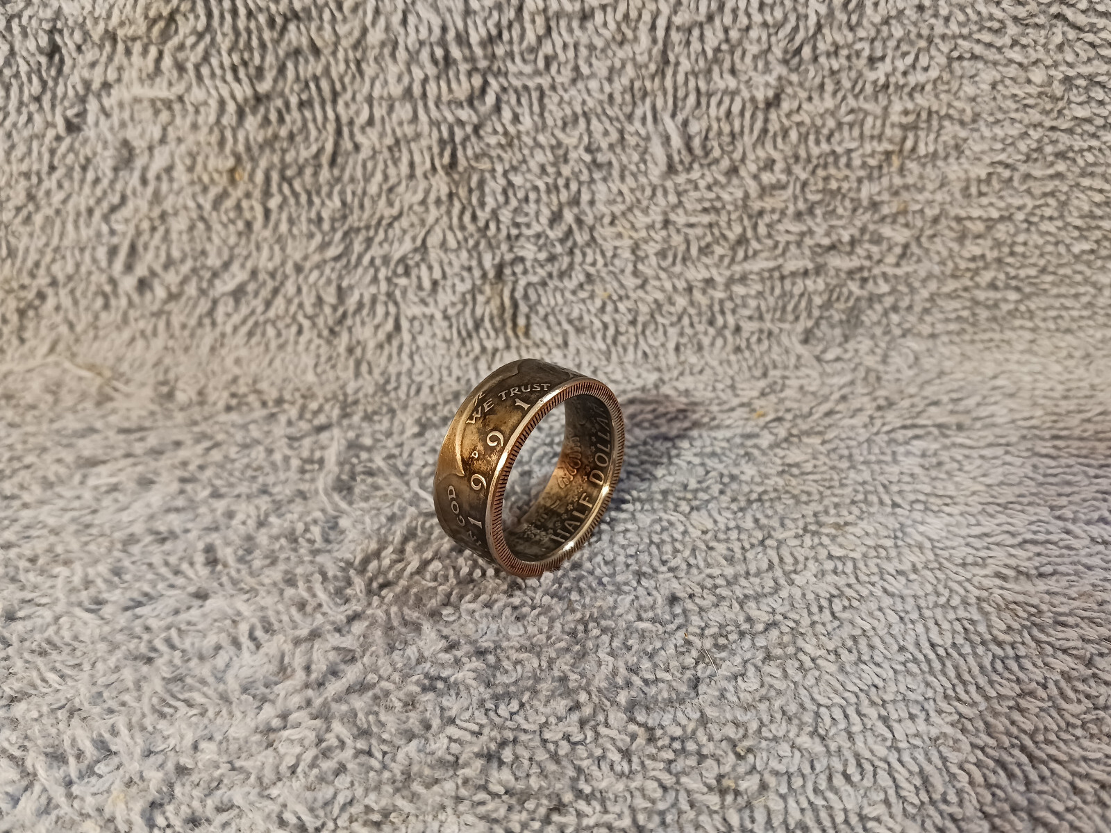 1991 Kennedy Half Dollars  size 12  coin ring  handmade mixed metals (A)