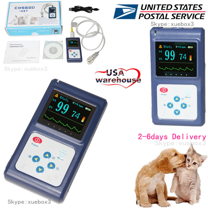 Pets Veterinary Pulse Oximeter VET Blood Oxygen Heart Rate SpO2 Monitor, Dog/Cat