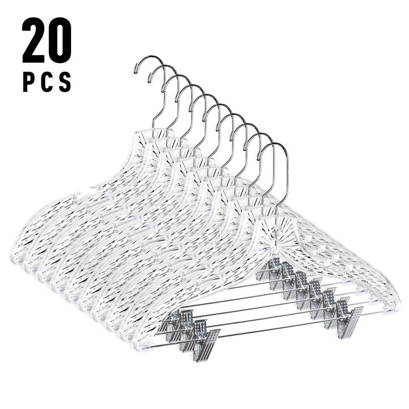 Heavy Duty Clear Plastic Hangers 360 Degree Hook Space Saving 20 Pack