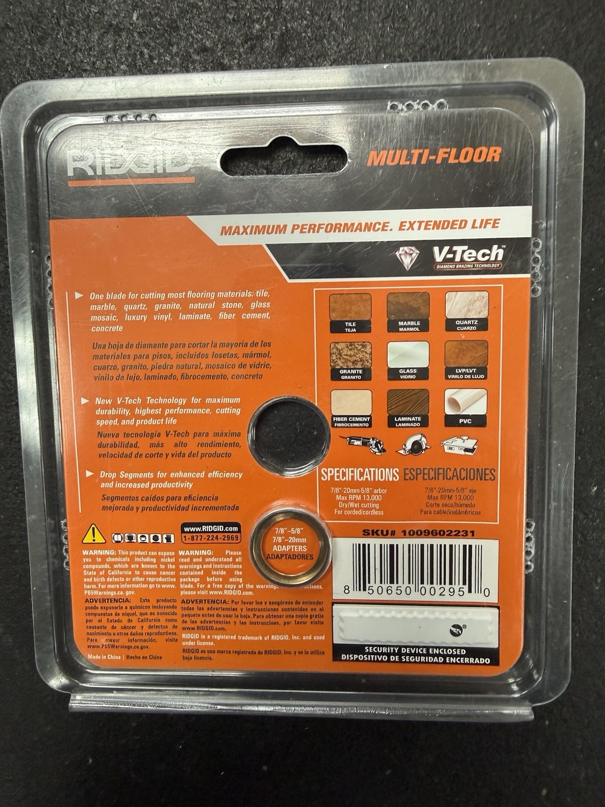 RIDGID 4.5 in. Segmented Rim Multi-Flooring Diamond Blade 1009602231