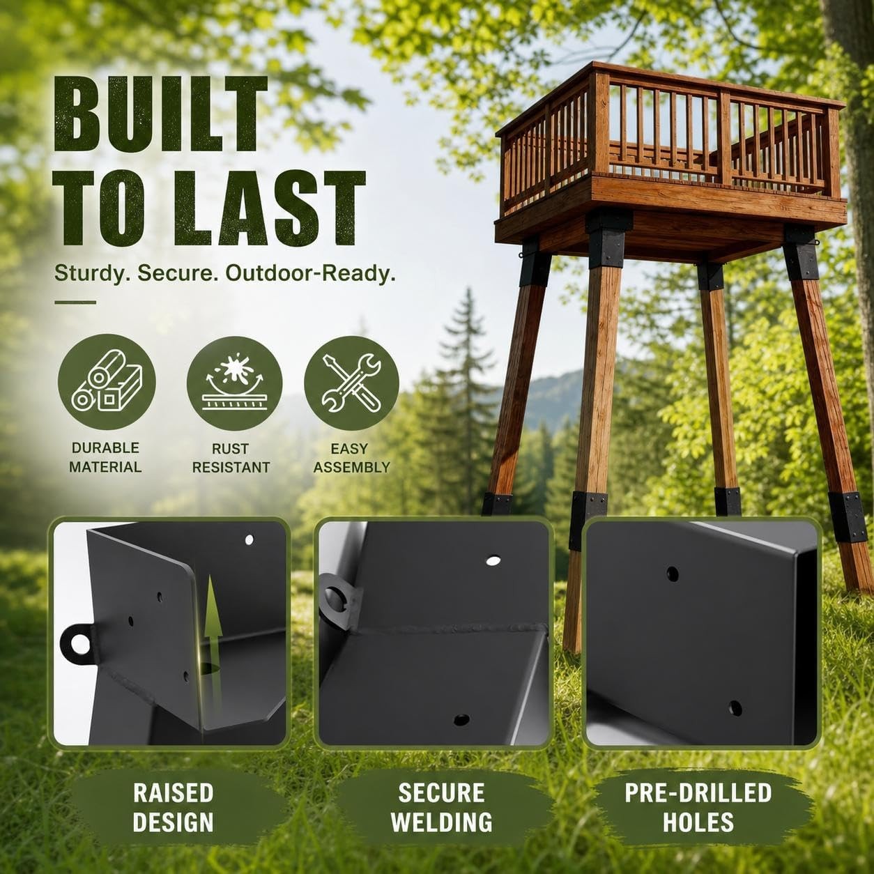 4 Pack Deer Stand Brackets 4x4 Elevator Hunting Platform Tree House Supports