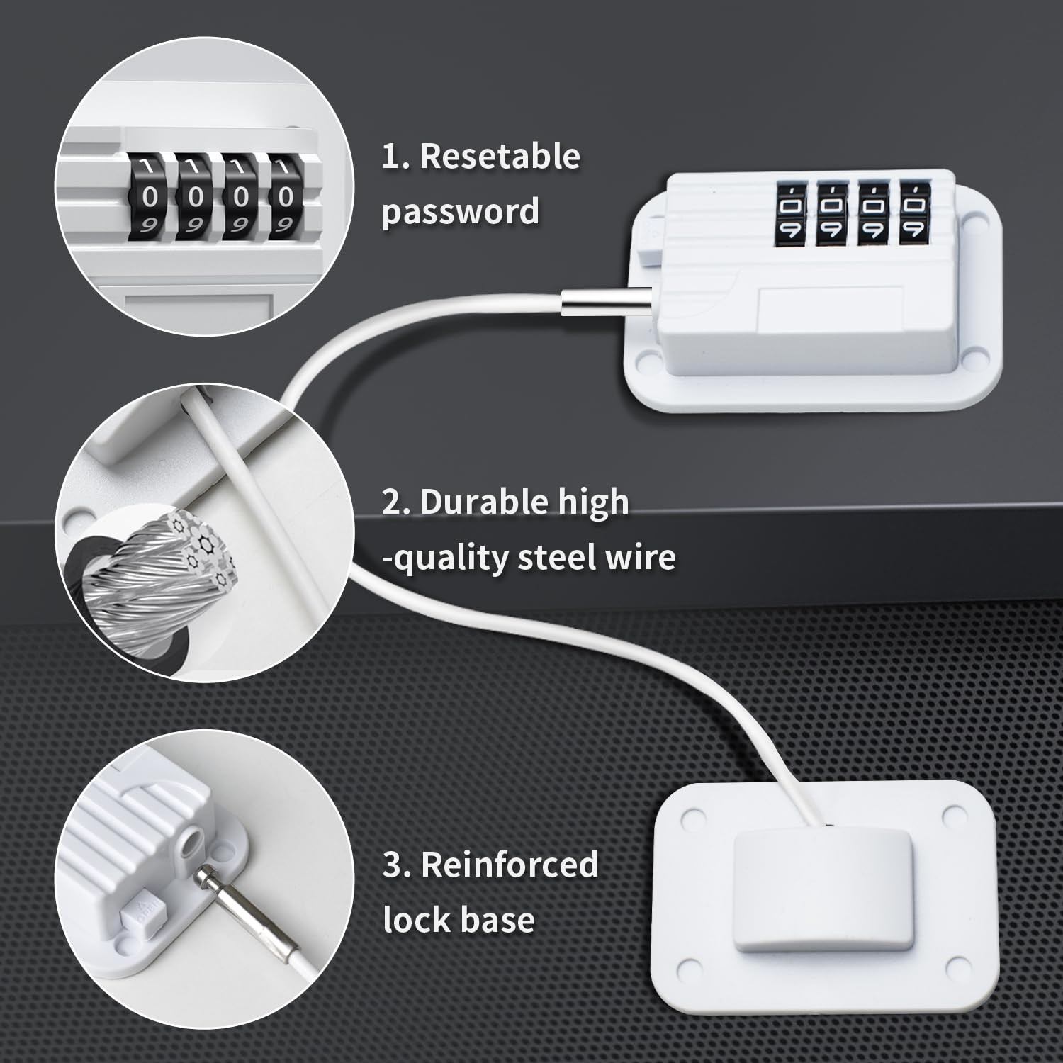 Ougourim Refrigerator Lock - Upgraded Combination for Upright White