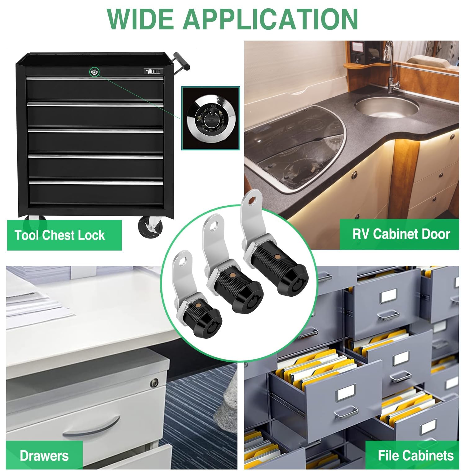 2 Pack RV Cabinet Cam Lock with Keys Storage Door Lock