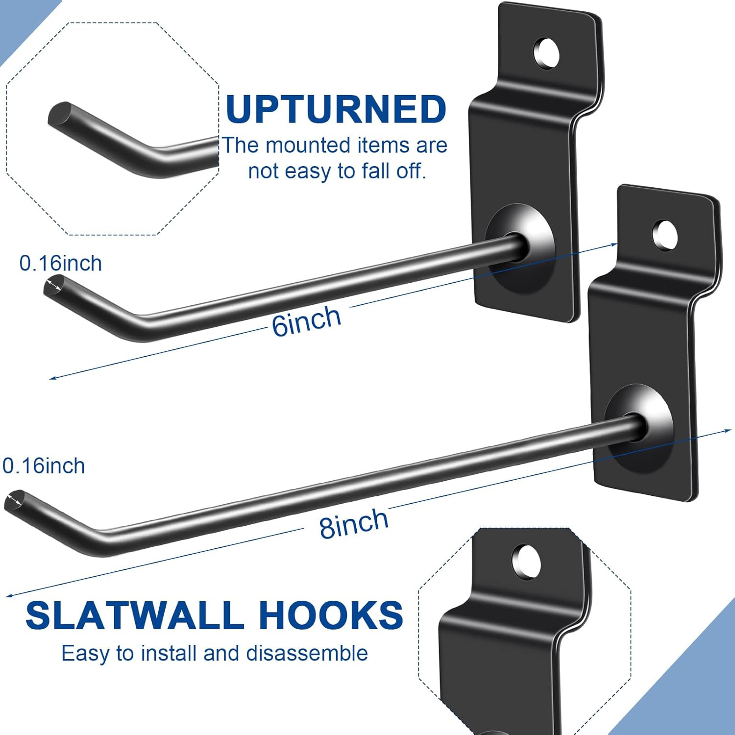 100 Pack Slatwall Hooks Panel Display Hooks Slat Board Peg Accessories Heavy Dut