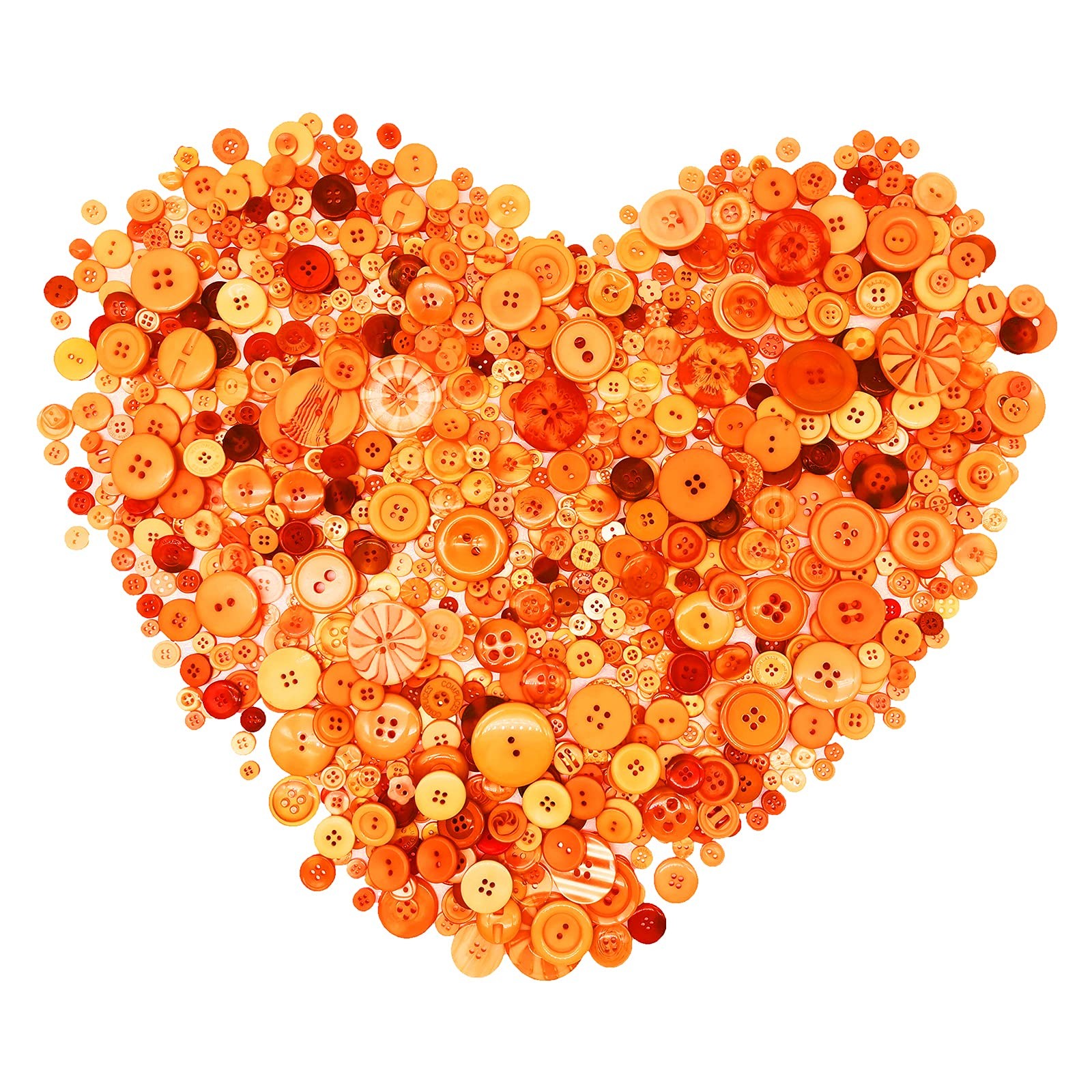 600-700Pcs Orange Buttons for Crafts Bulk Assorted Size Craft Buttons,