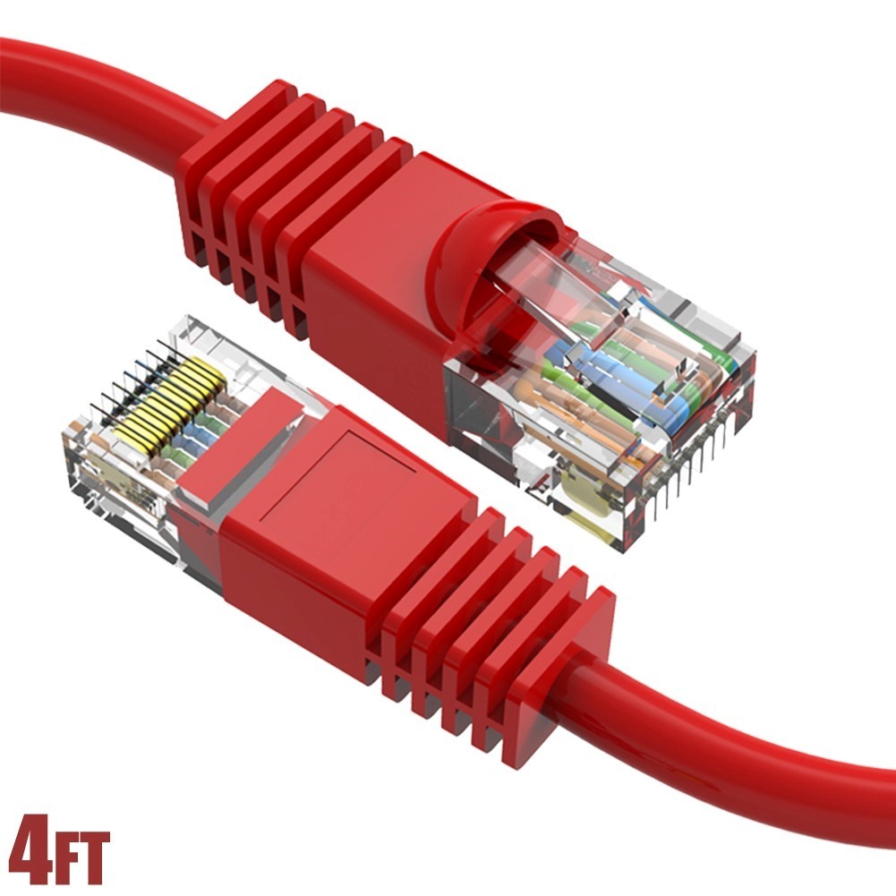 4FT Cat6 RJ45 LAN Network LAN Ethernet UTP Patch Cable Copper Wire Snagless Red