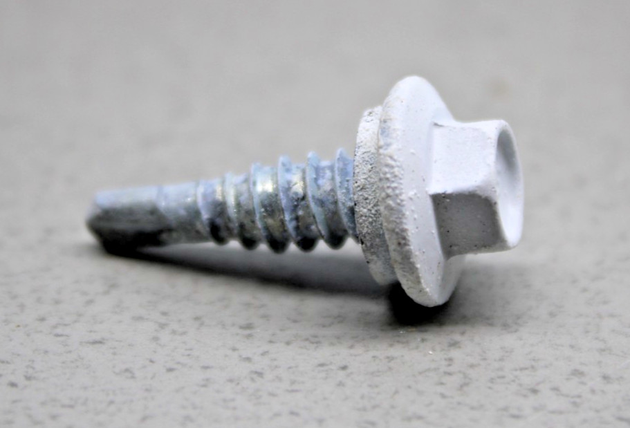 1/4 x 7/8 Stitch Lap Self-Drilling Metal Roofing Screw, Bright White, pkg 250