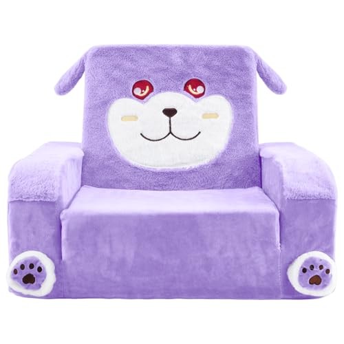 Kids Couch, Children's Sofa Bed, Folds Violet Squared Kids Couch with armrests