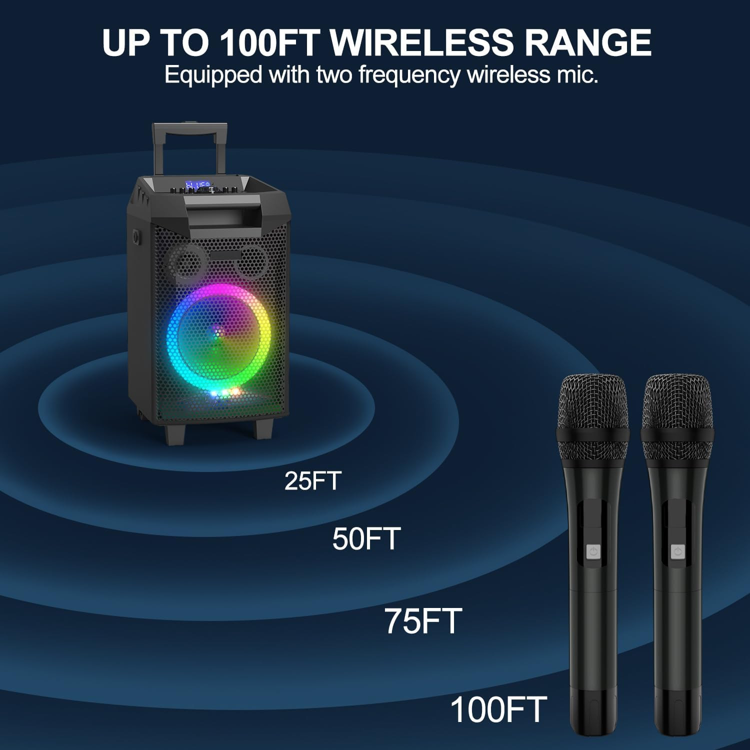 Karaoke Machine, Bluetooth Speaker PA System for Adults & Kids with 2 Wireless M
