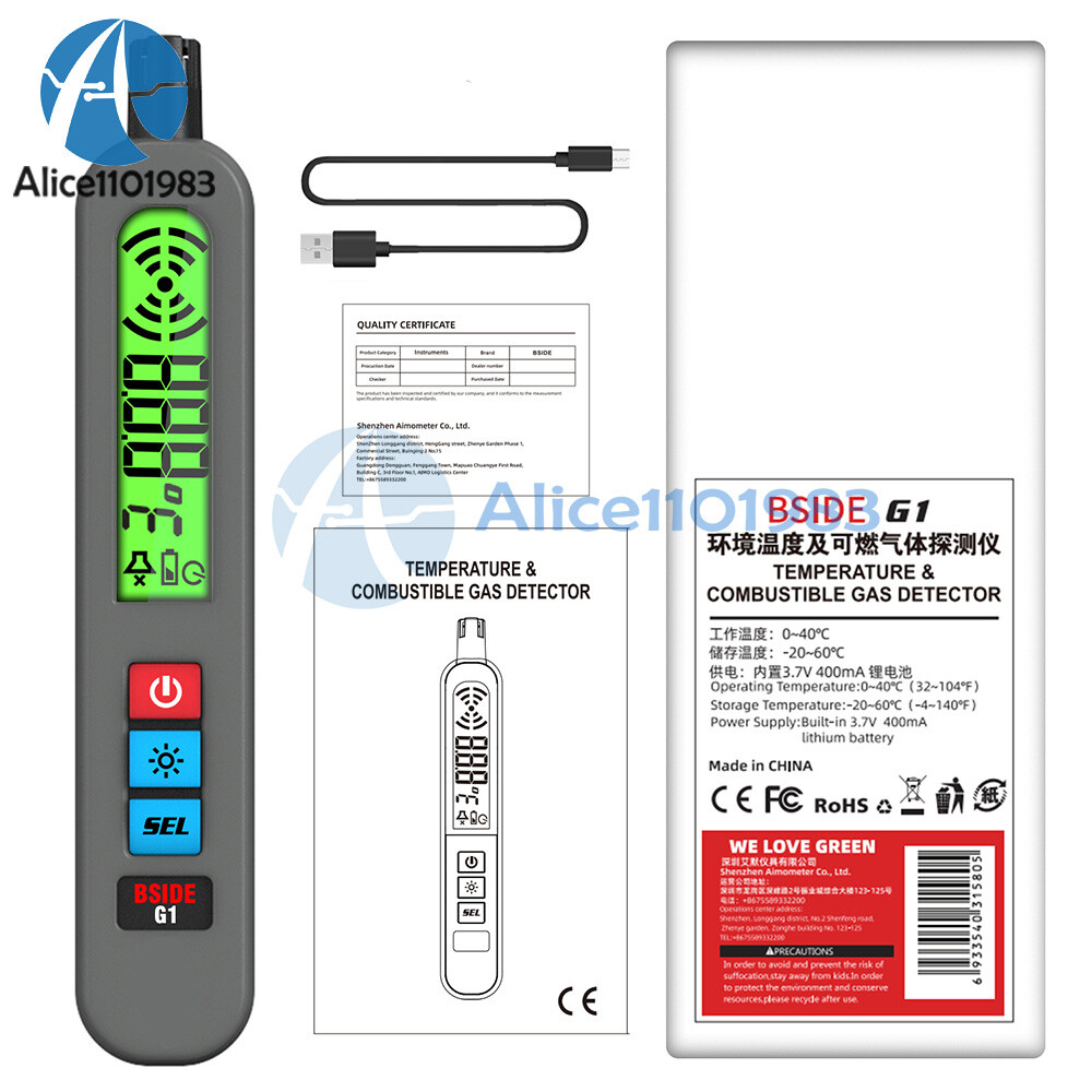 BSIDE Gas Leak Detector Combustible Natural Co2 Alcohol LPG Methane Analyzer
