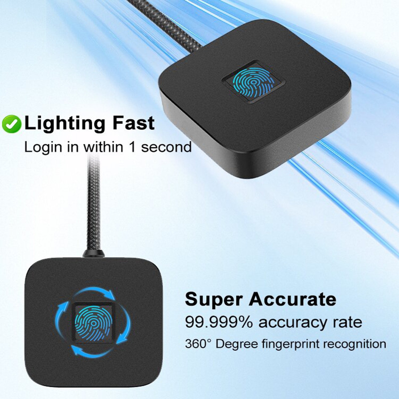 USB Fingerprint Reader For PC 360 Degree Touch Fast Recognition Biometric F FXRV