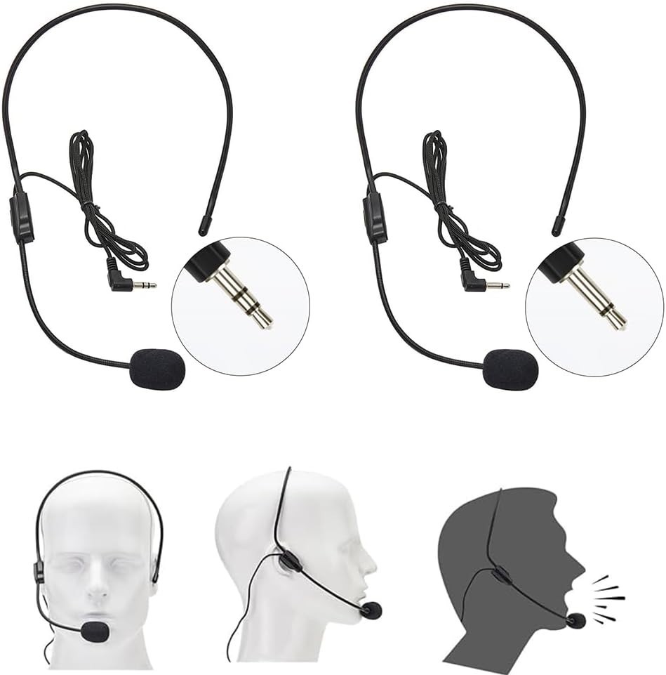 Comfortable and Adjustable Headset Microphones for Singers & Presenters - 2 Pack