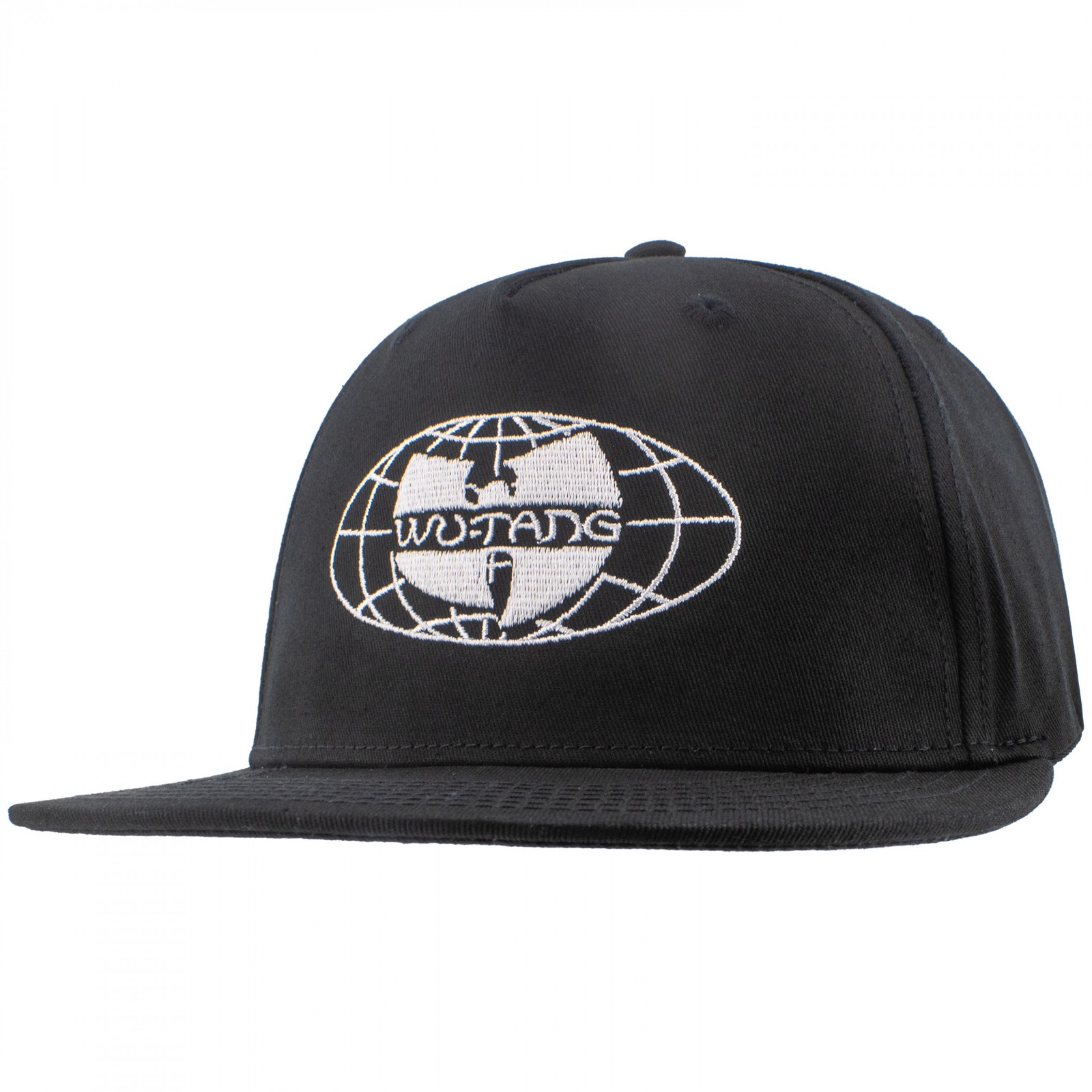 Wu-Tang Clan World Wide Embroidered Logo Snapback Hat Black