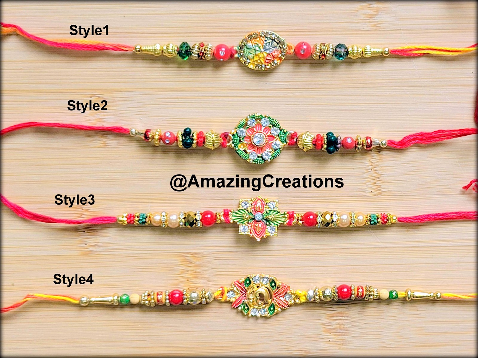 Designer Menakari Stone Rakhi, Rakhi for Bhaiya with Roli Rice, Bracelet Sister