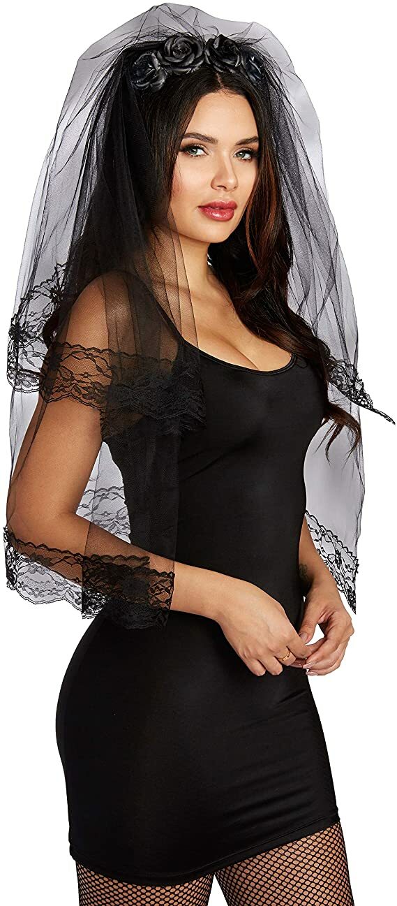 Dreamgirl Black Veil Headpiece Adult Womens Halloween Costume Accessory 11982