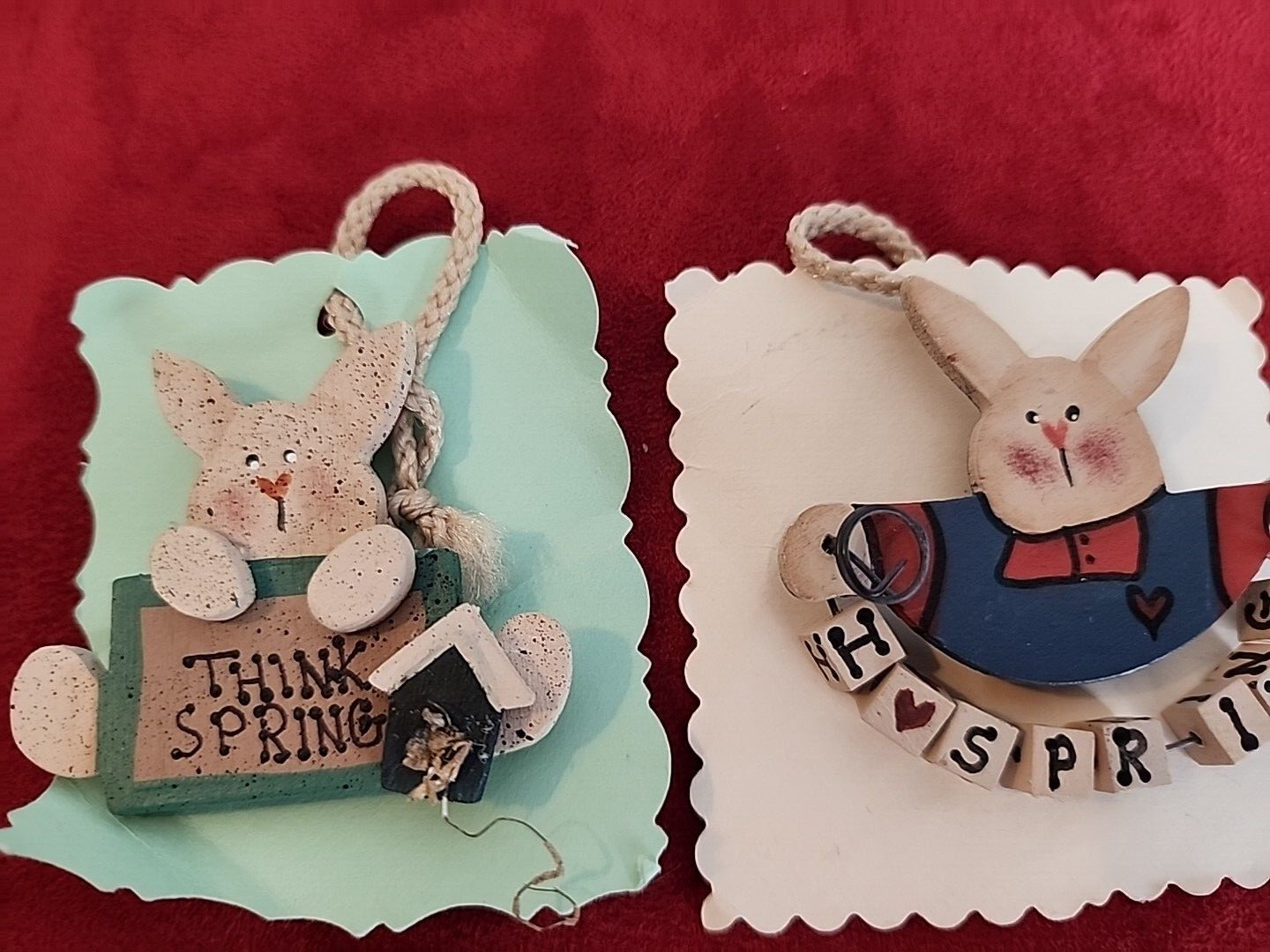 Hand Painted Rabbit Pins LOT of 2