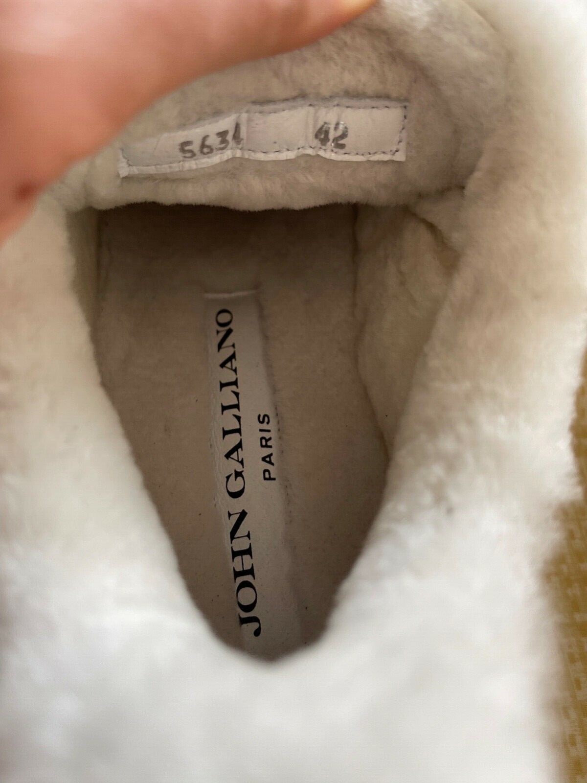 NIB JOHN GALLIANO Mens White Leather Shearling Fur Lined Sneakers US9/EU42 ITALY